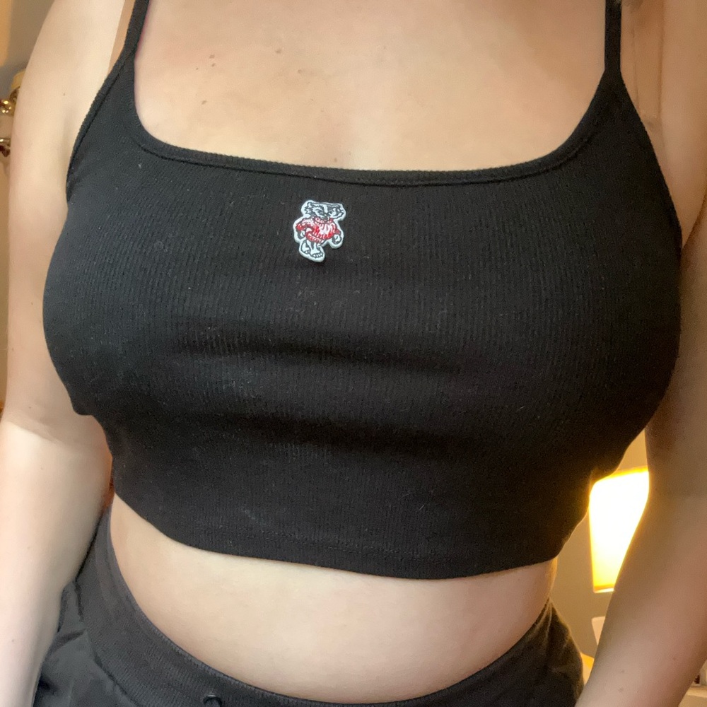 Black Cropped Bucky Badger Tank Too